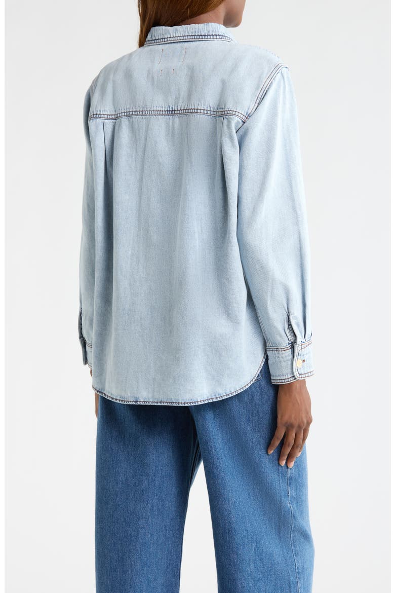 Jane Relaxed Cotton & Linen Denim Button-Up Shirt, Alternate, color, MEDIUM WASH