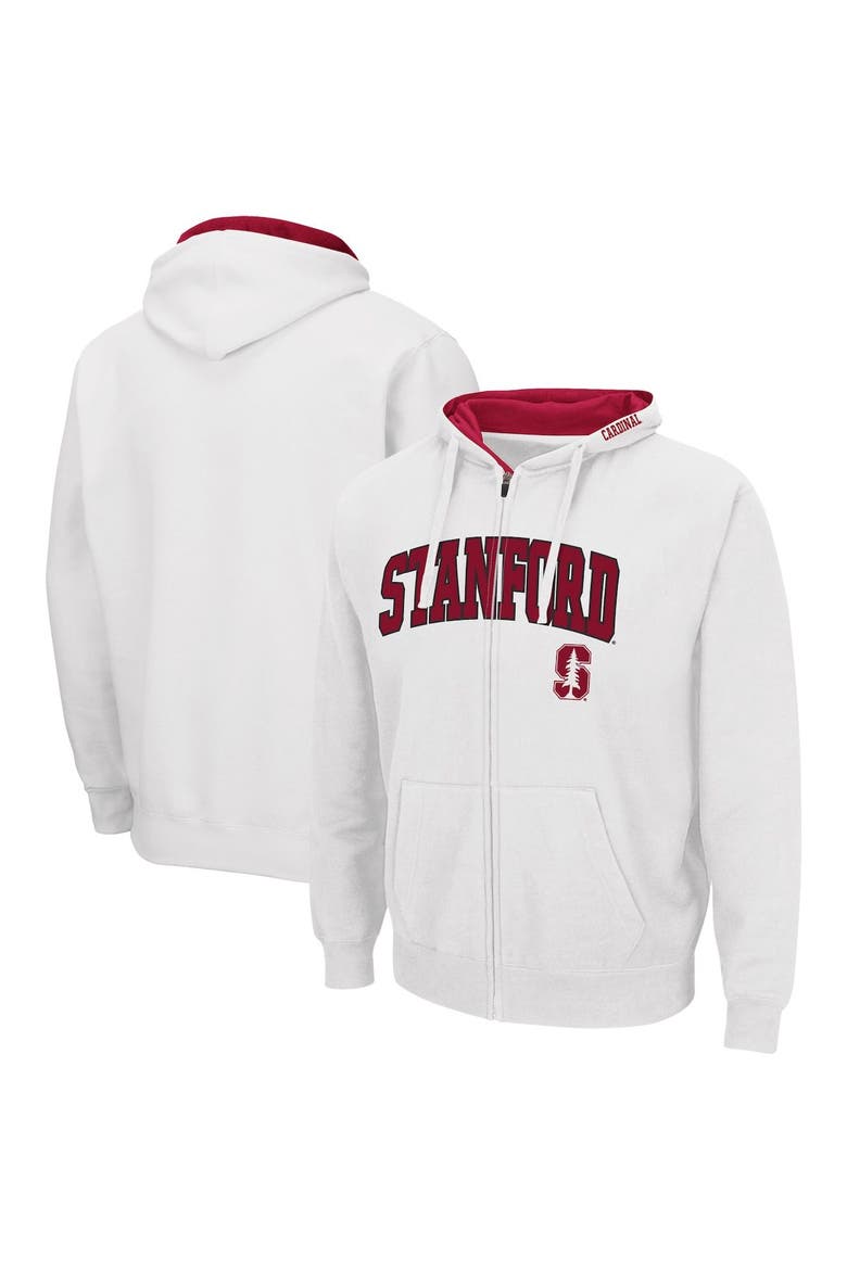 Men's Colosseum White Stanford Cardinal Arch & Logo 3.0 Full-Zip Hoodie, Main, color, White