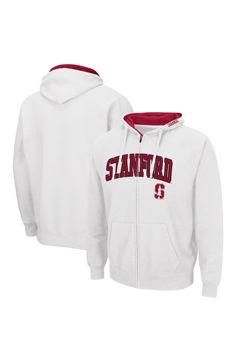COLOSSEUM Men's Colosseum White Stanford Cardinal Arch & Logo 3.0 Full-Zip Hoodie, Main, color, White