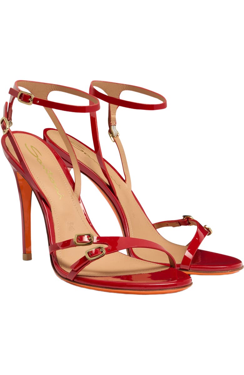 Santoni Women
s patent leather high-heel sandal, Alternate, color, Red