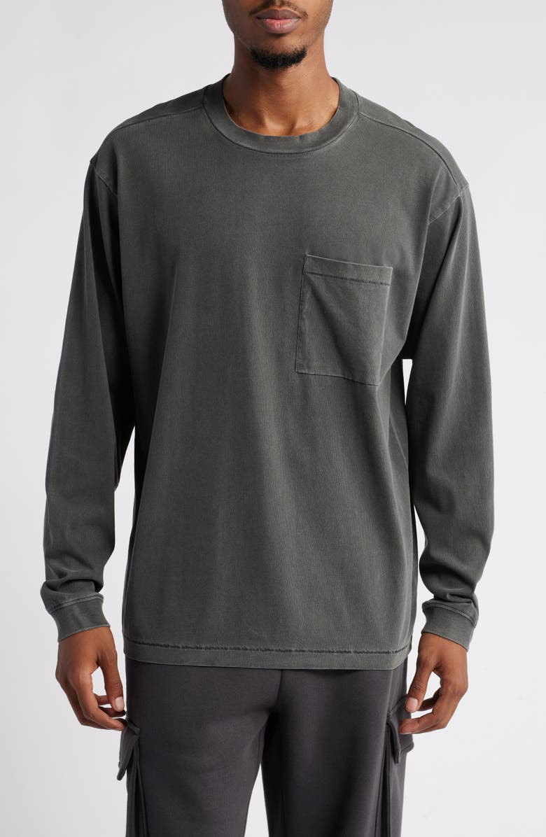 BP. Oversize Long Sleeve Pocket T-Shirt, Main, color, Grey Depths Washed