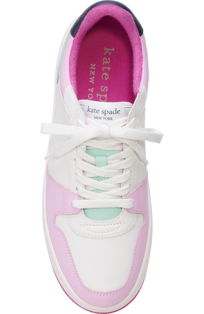 Kate Spade New York bolt colorblock sneaker, Alternate, color, Opt Wht/ Violet Blush
