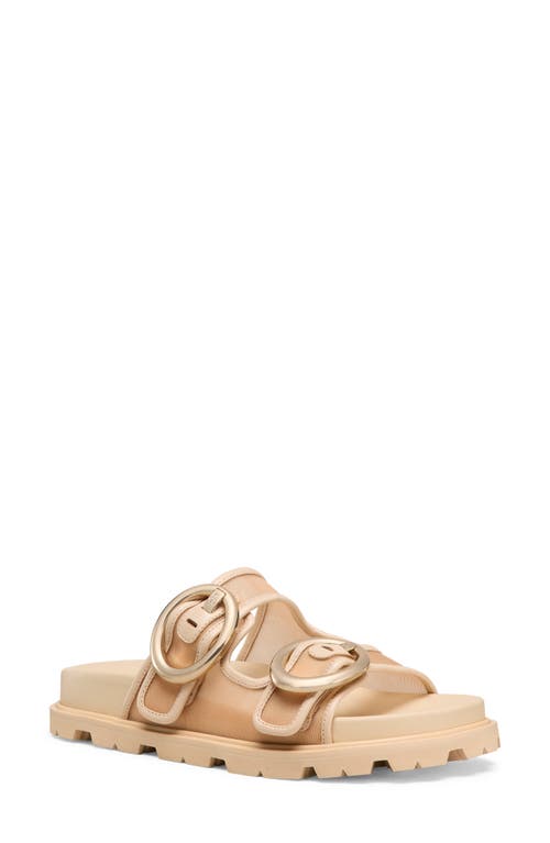 Stuart Weitzman Benni Mesh Leather Dual-strap Sport Slide Sandals In Beige/barely Beige