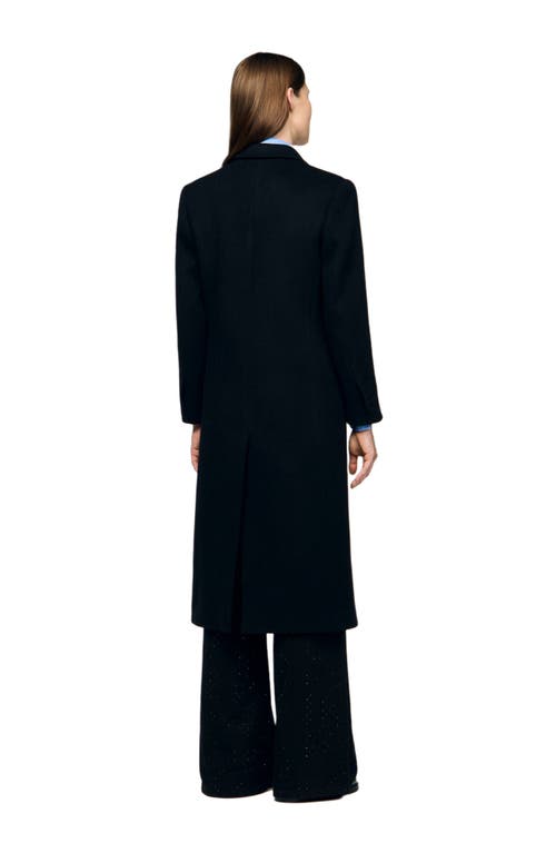 Sandro Long Wool Coat In Black