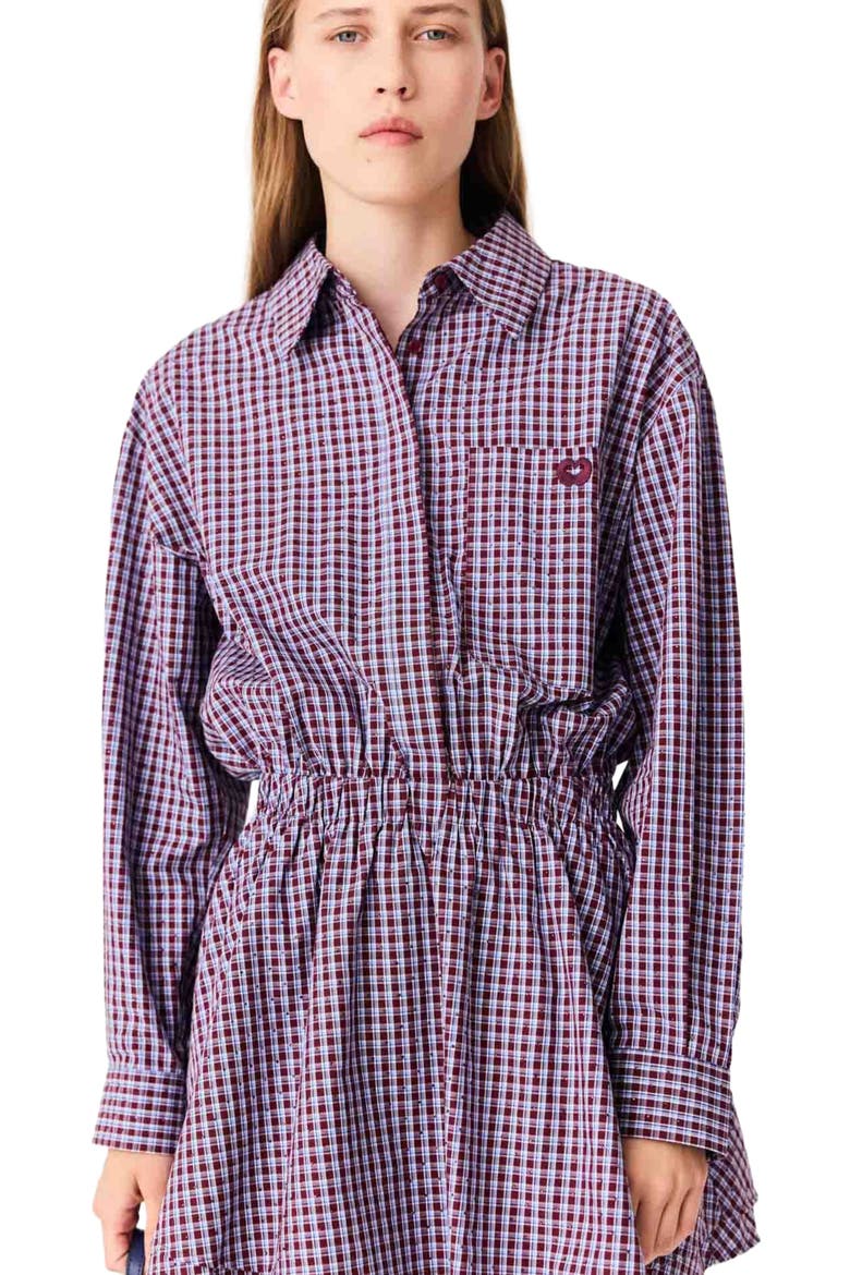 Short rhinestone checked dress, Alternate, color, Burgundy