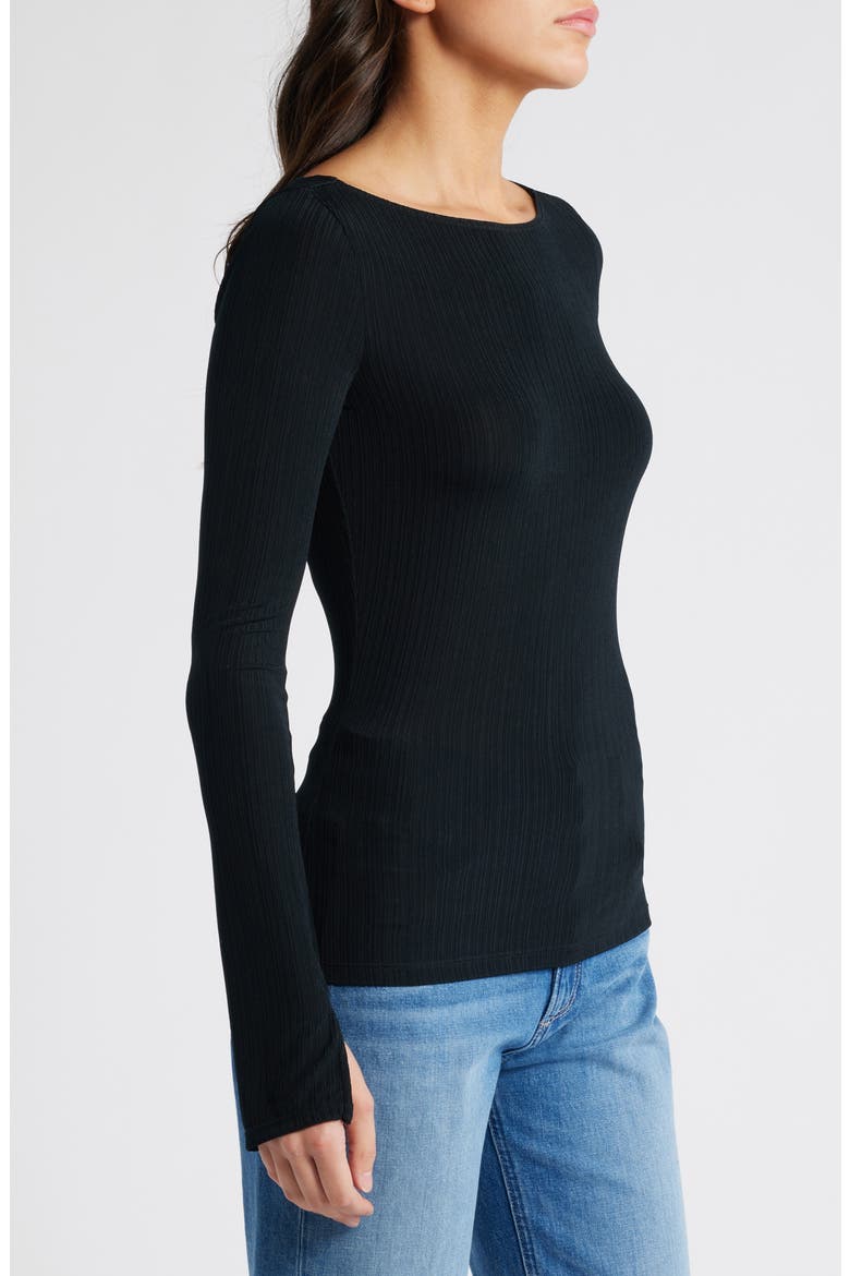 Lucina Variegated Rib Top, Alternate, color, BLACK