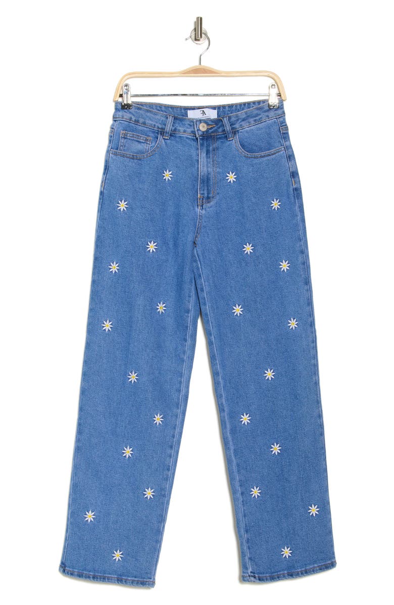 FLYING ANGEL Daisy Embroidered Straight Leg Jeans, Alternate, color,