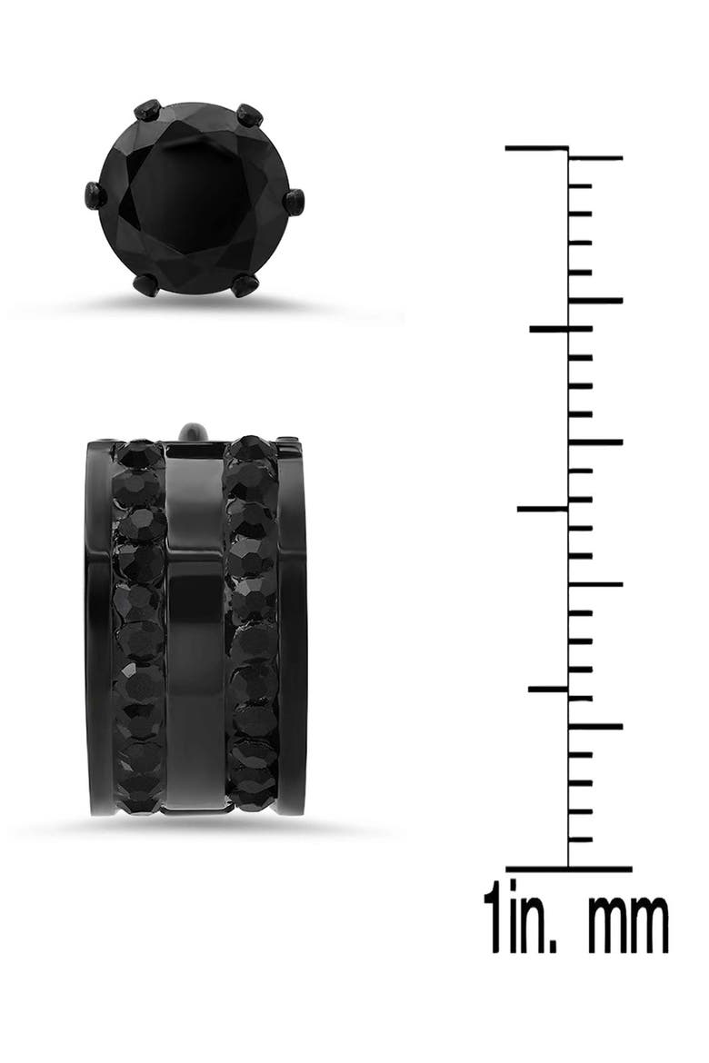 Set of 2 Ion Plated Earrings, Alternate, color, BLACK