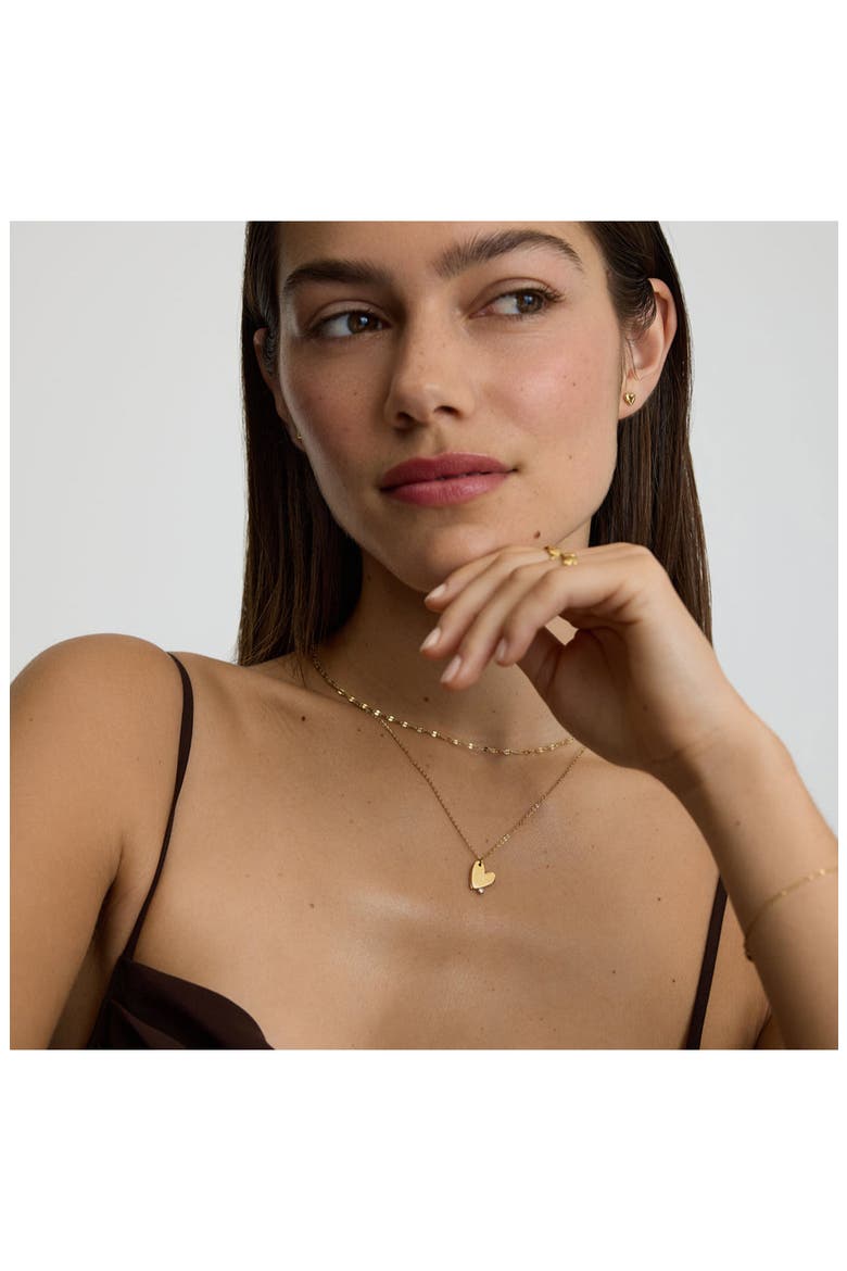 Heart with Stones Necklace, Alternate, color, GOLD