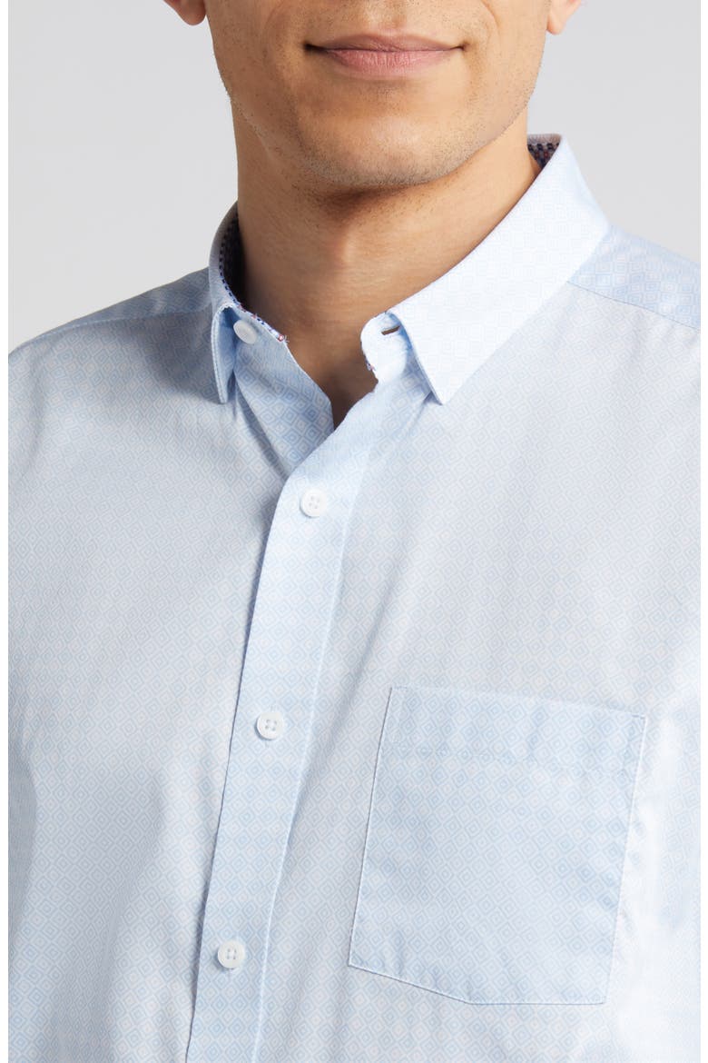 Diamond Print Cotton Button-Up Shirt, Alternate, color, BLUE