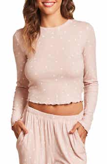 Ultra Soft Rib Lettuce Hem Crop Pajama Top