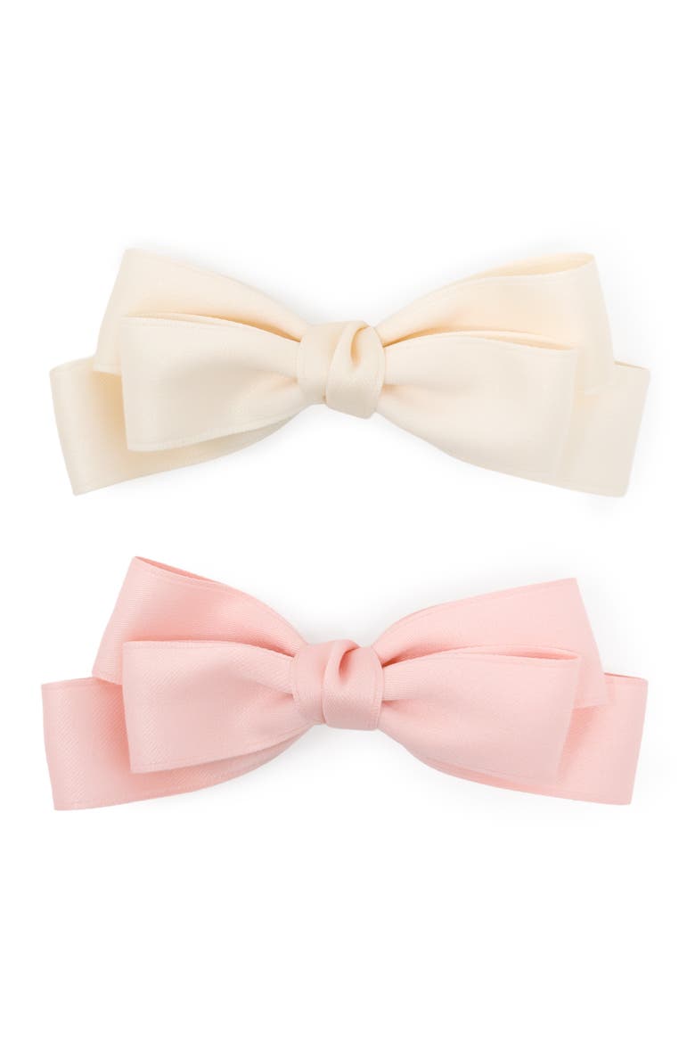 Large Double Bow Clip Set, Main, color, Blush Pink & Ivory
