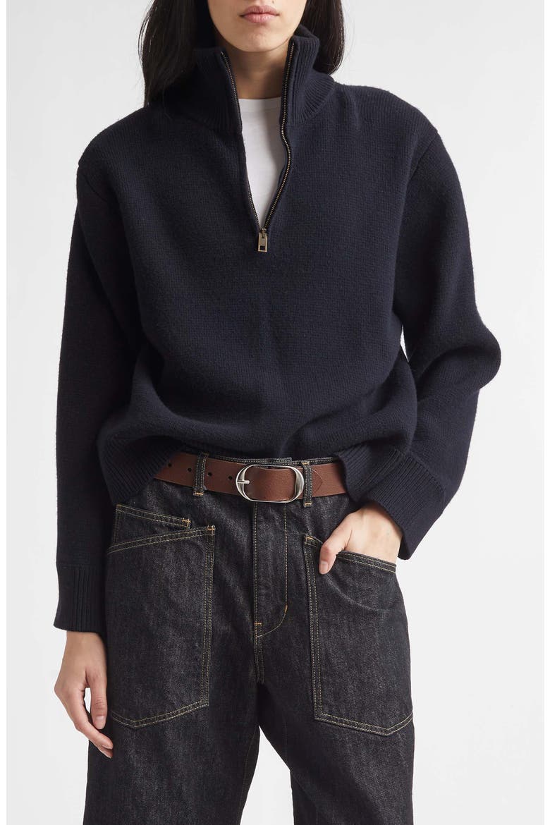 Axel Quarter Zip Lambswool Sweater, Main, color, DARK NAVY