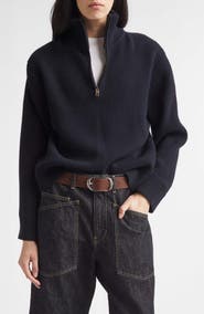Nili Lotan Axel Quarter Zip Lambswool Sweater