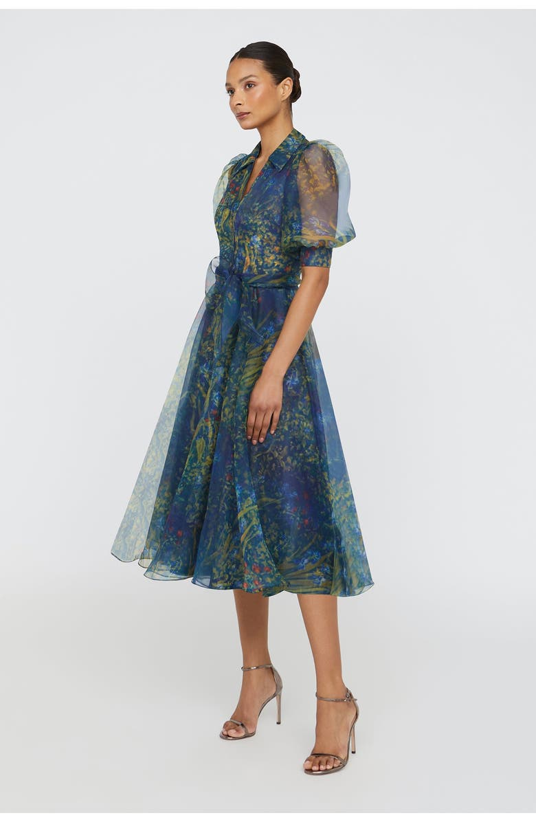 Theia Winnie Puff Sleeve Shirt Dress, Alternate, color, Herbarium