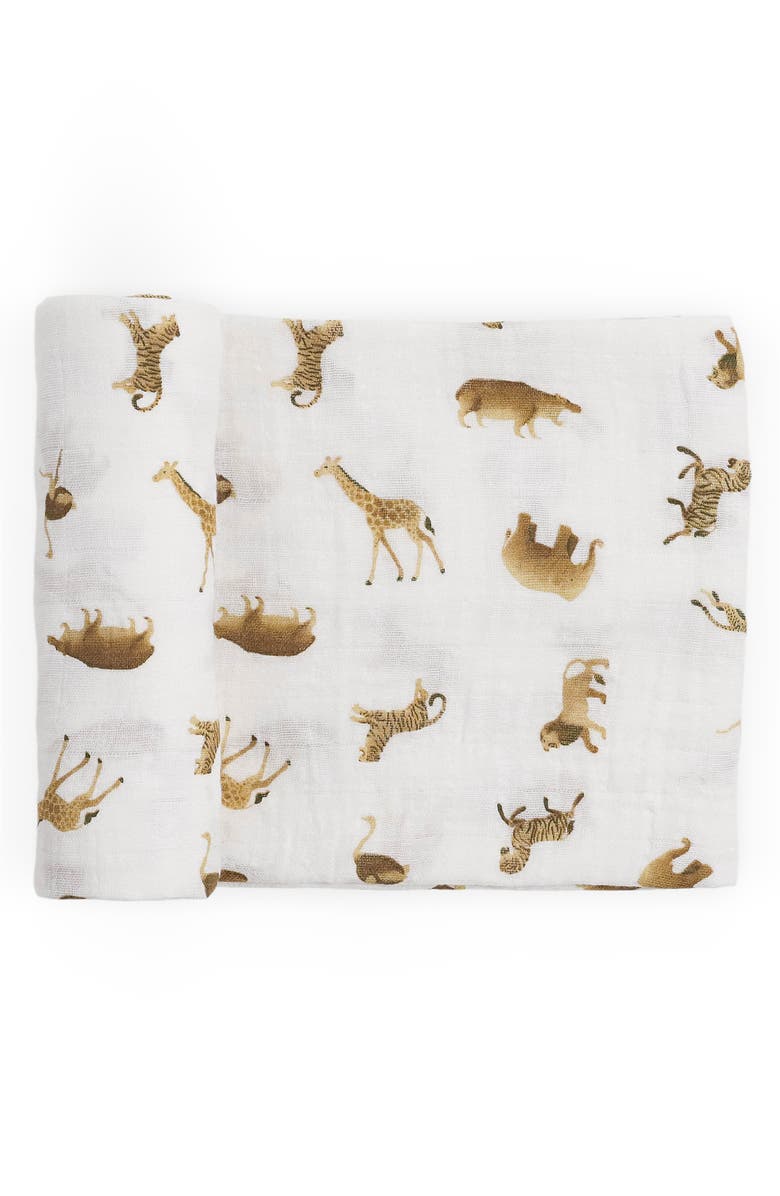 little unicorn Organic Cotton Swaddle, Main, color, Animal Crackers