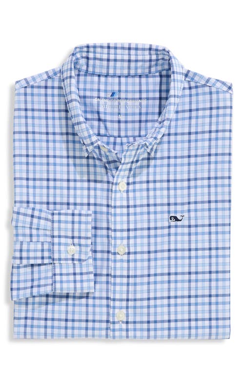 Vineyard Vines Kids' Forepeak Plaid Performance Button-down Shirt In Blue