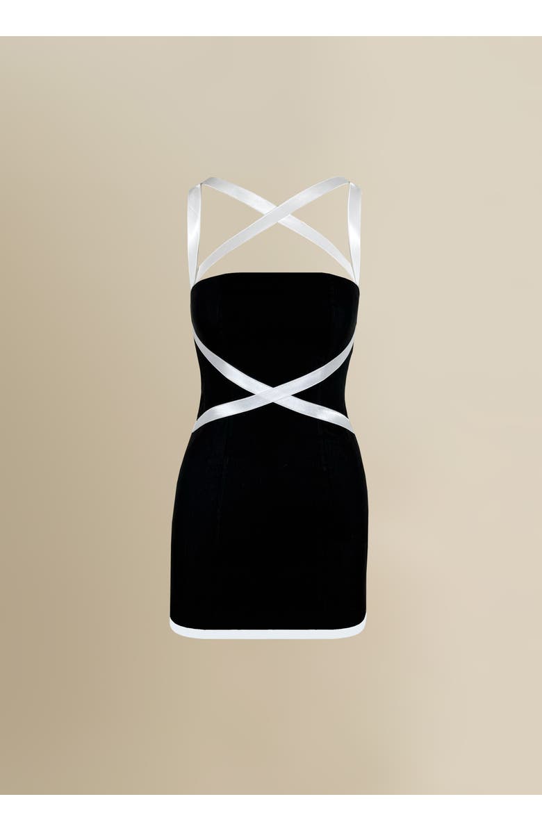 Contessa Mills X Fitted Stretch-Linen Mini Dress, Main, color, Black