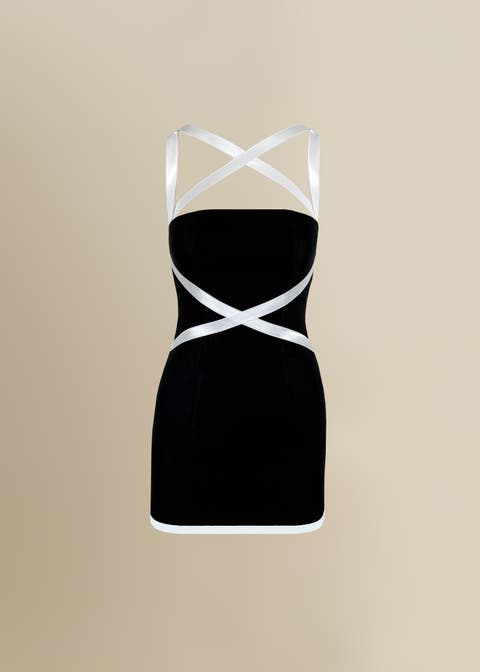 X Fitted Stretch-Linen Mini Dress