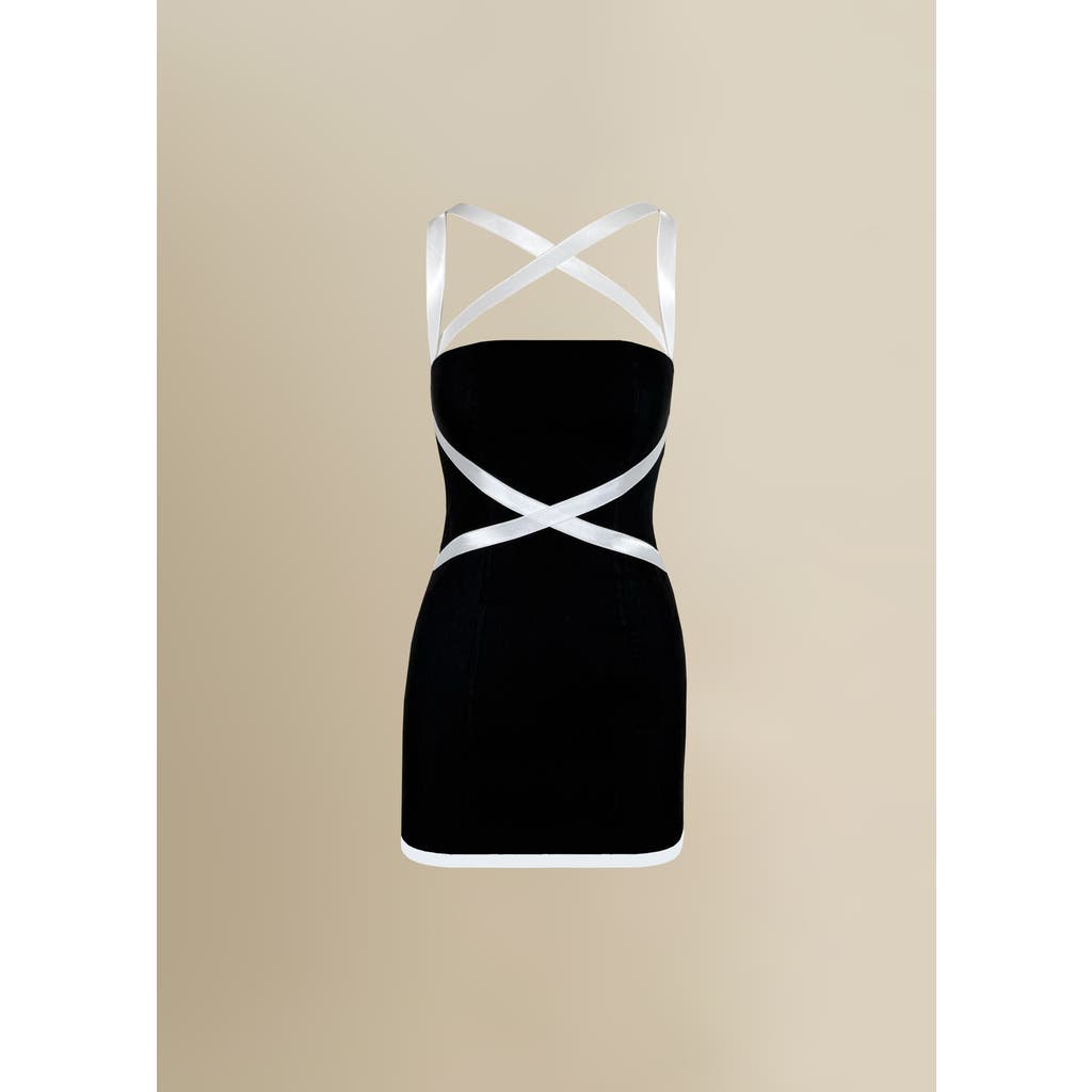 Contessa Mills X Fitted Stretch-linen Mini Dress In Black