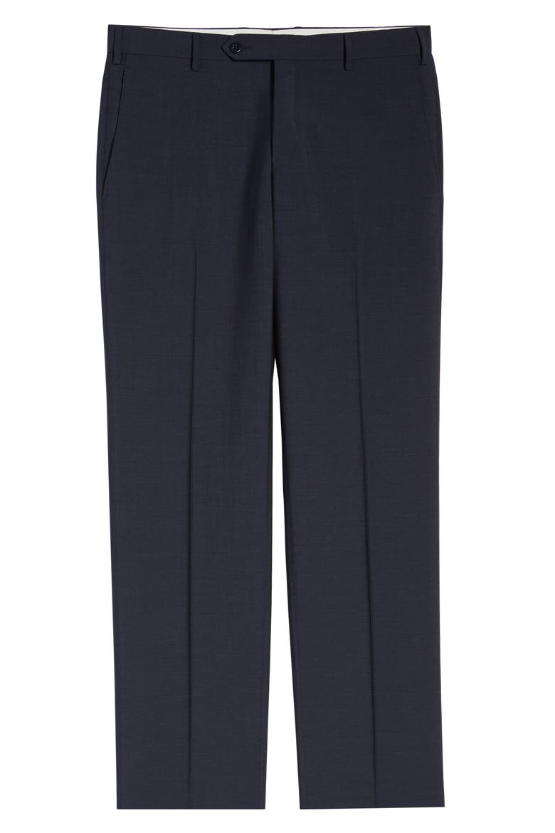Parker Flat Front Solid Wool Dress Pants, Alternate, color, BLUE