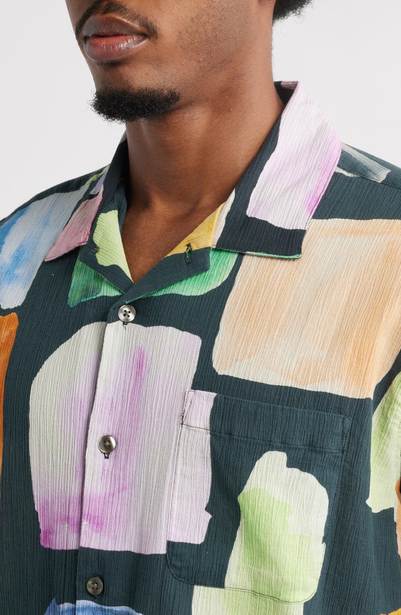 Obey Jems Abstract Print Cotton Seersucker Camp Shirt, Alternate, color,