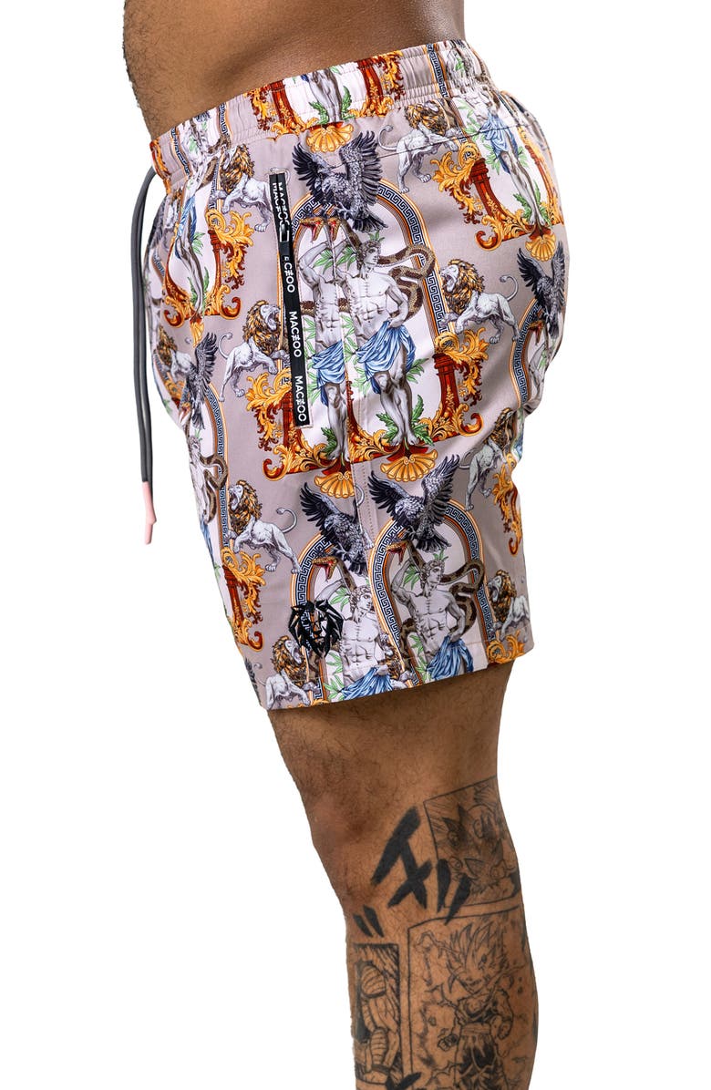 Maceoo Swim Marthyr Print Swim Trunks, Alternate, color, Brown