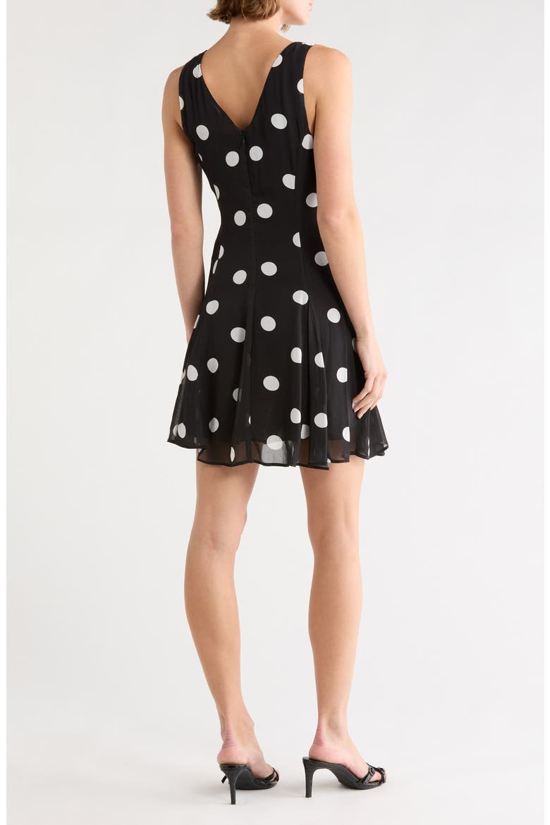 Double V-Neck Sleeveless Dress, Alternate, color, BLACK WHITE POLKA DOT