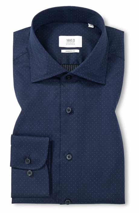 Eterna Modern Fit Dobby Dot Button Front Shirt