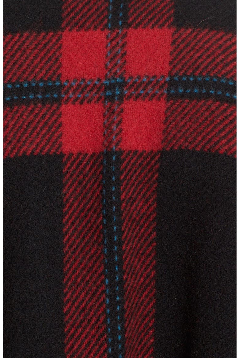 Plaid Wool Poncho, Alternate, color, BLACK