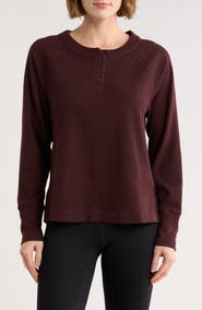 Z by Zella Zen Relaxed Long Sleeve Waffle Knit Henley