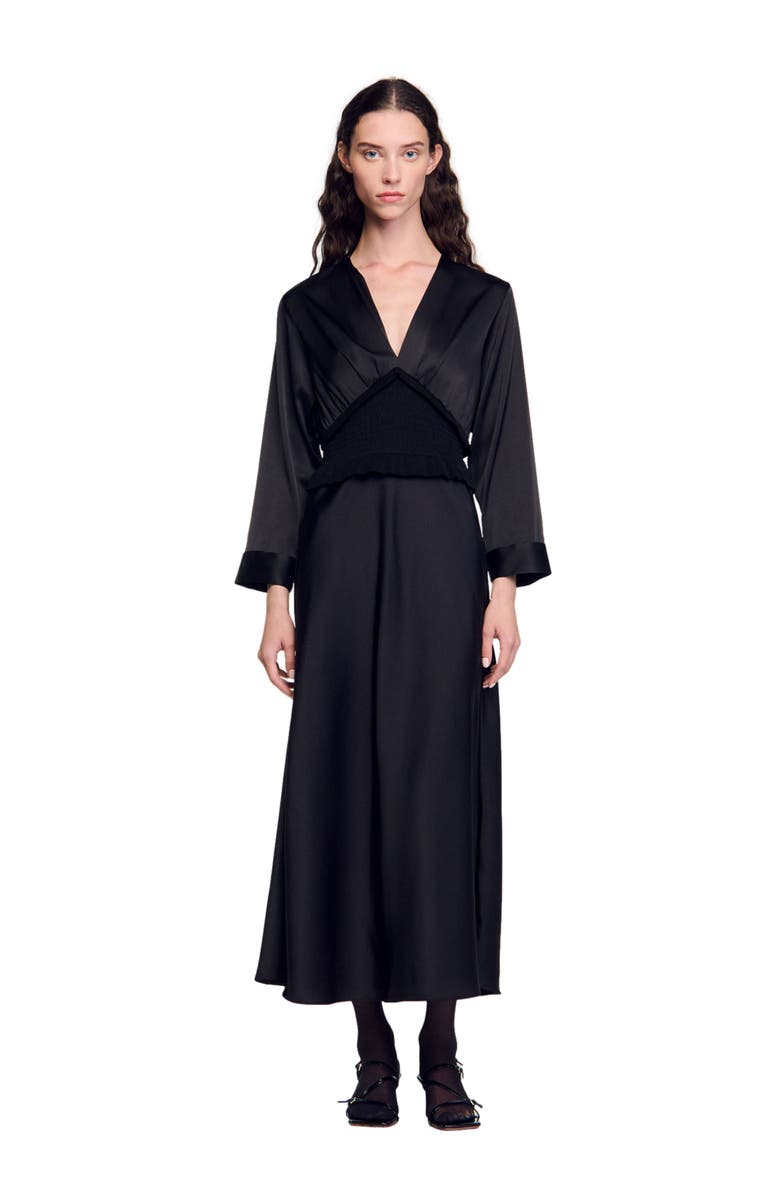 SANDRO Long satin-effect dress, Main, color, 