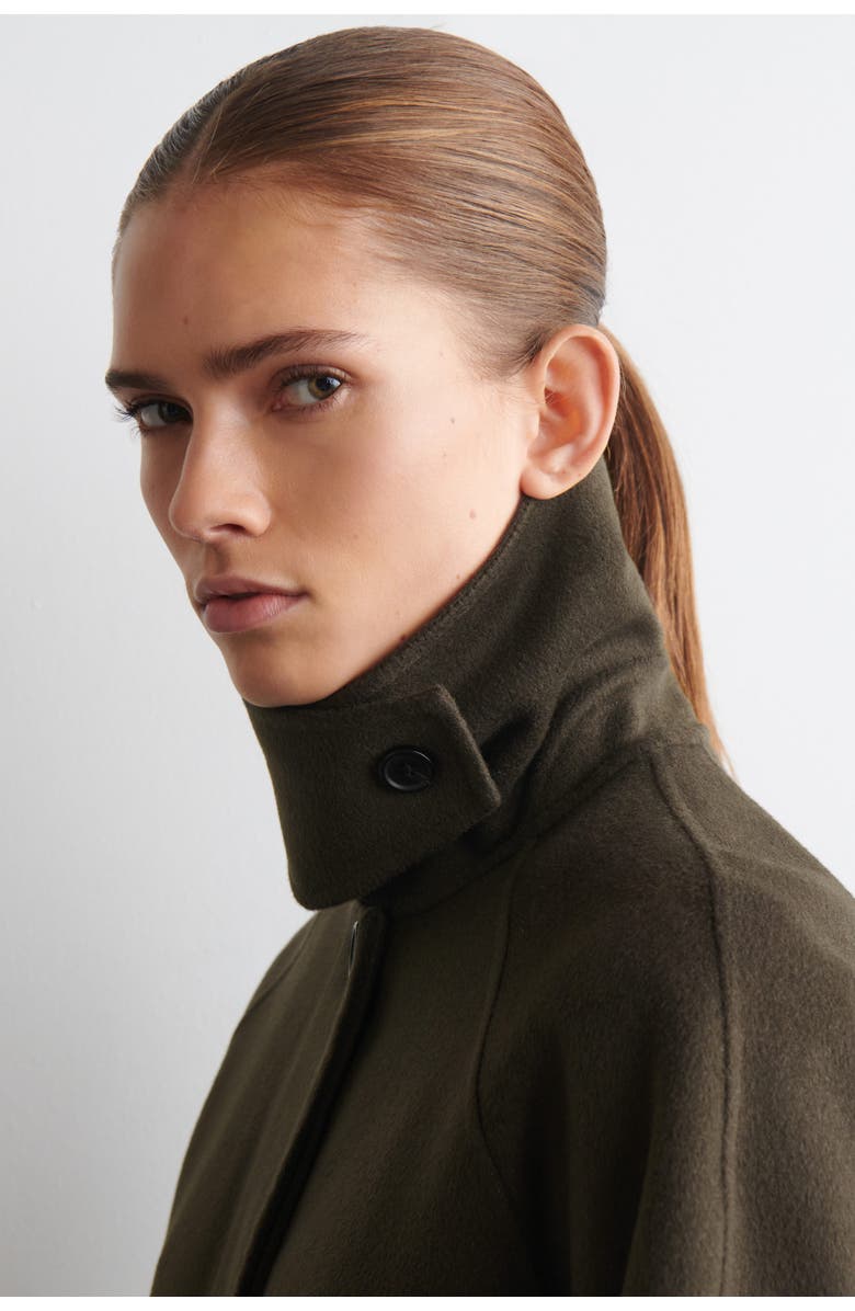 COS Mock-Neck Double-Faced Wool Short Coat, Alternate, color, Brown