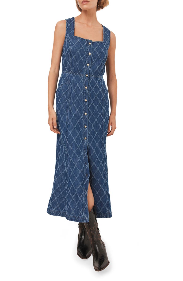 MINT VELVET Denim Midi Dress, Alternate, color, Navy