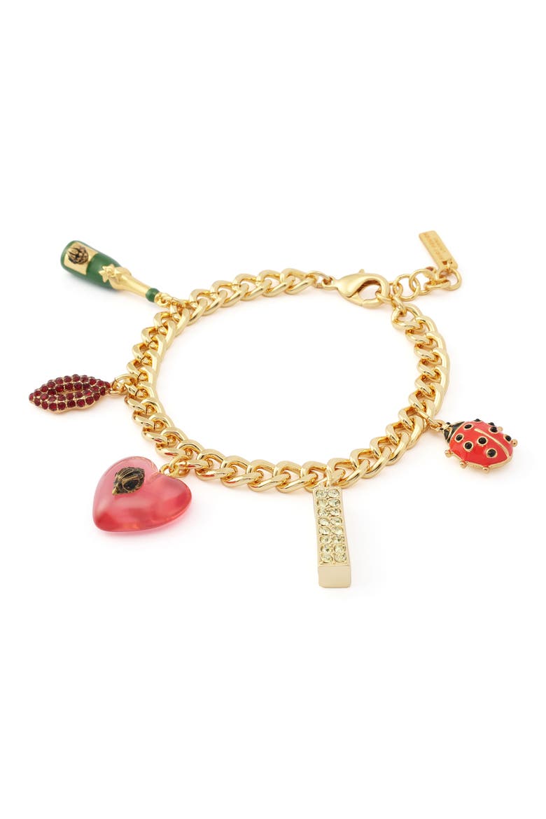 Playful Curb Chain Charm Bracelet, Alternate, color, GOLD/ MULTI