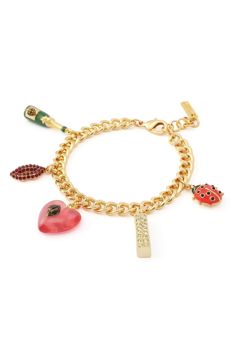 Kurt Geiger London Playful Curb Chain Charm Bracelet, Alternate, color, Gold/ Multi