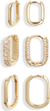 Nordstrom Demi Fine Set of 3 Oval Hoop Earrings