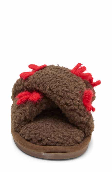Crisscross Faux Fur Slipper