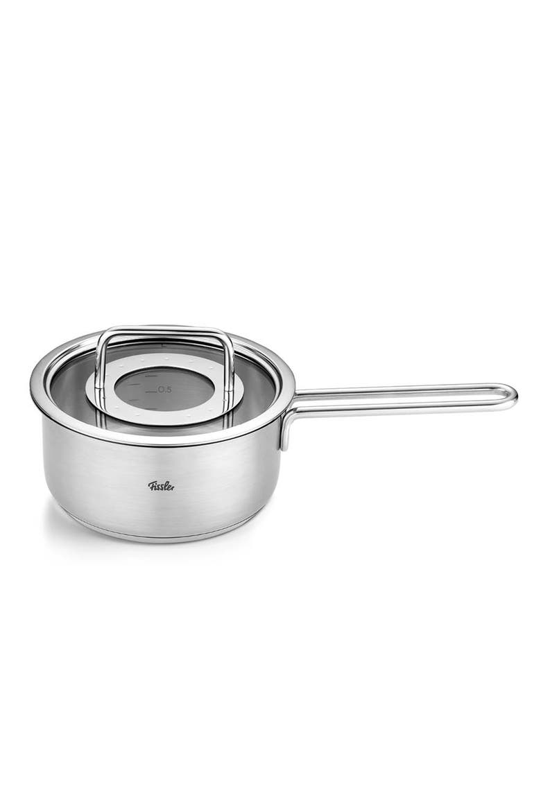 Pure Collection Stainless Steel Saucepan with Glass Lid, Main, color, Stainless Steel
