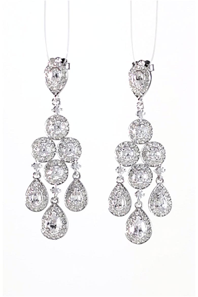 Framed Chandelier Earrings, Alternate, color, SILVER/ CLEAR