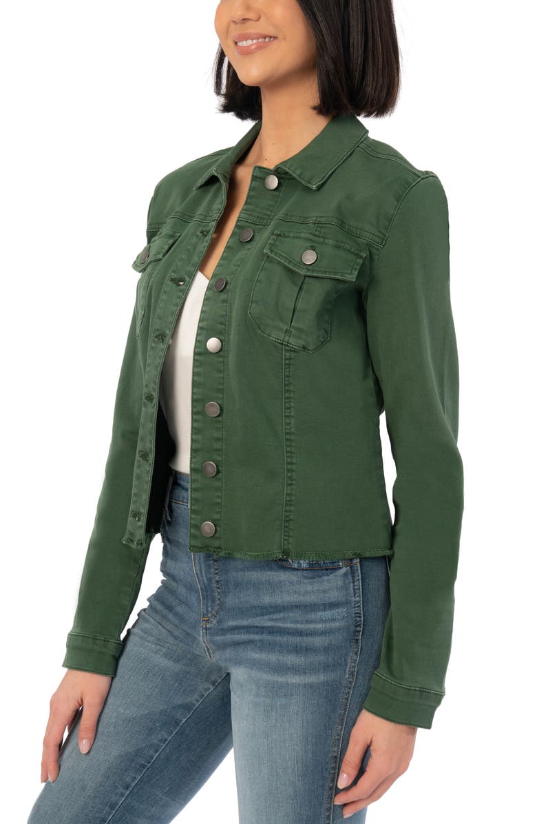 KUT from the Kloth Kara Fray Hem Denim Trucker Jacket, Alternate, color,