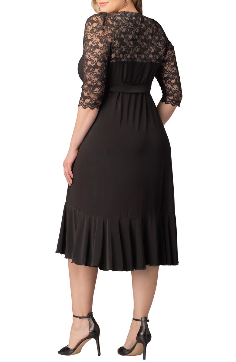 Kiyonna Lavish Lace Midi Wrap Dress, Alternate, color,