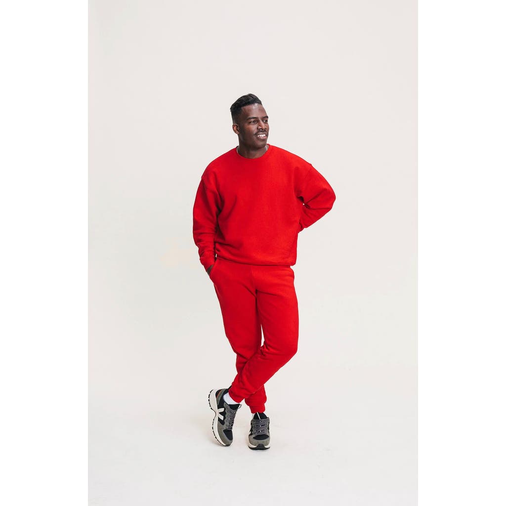 Ocio Organic Cotton Teddy Oversized Crewneck In Red