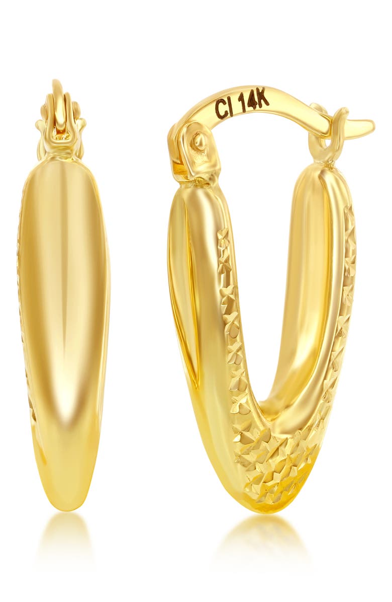 SIMONA 14K Gold Textured Oval Hoop Earrings, Main, color,