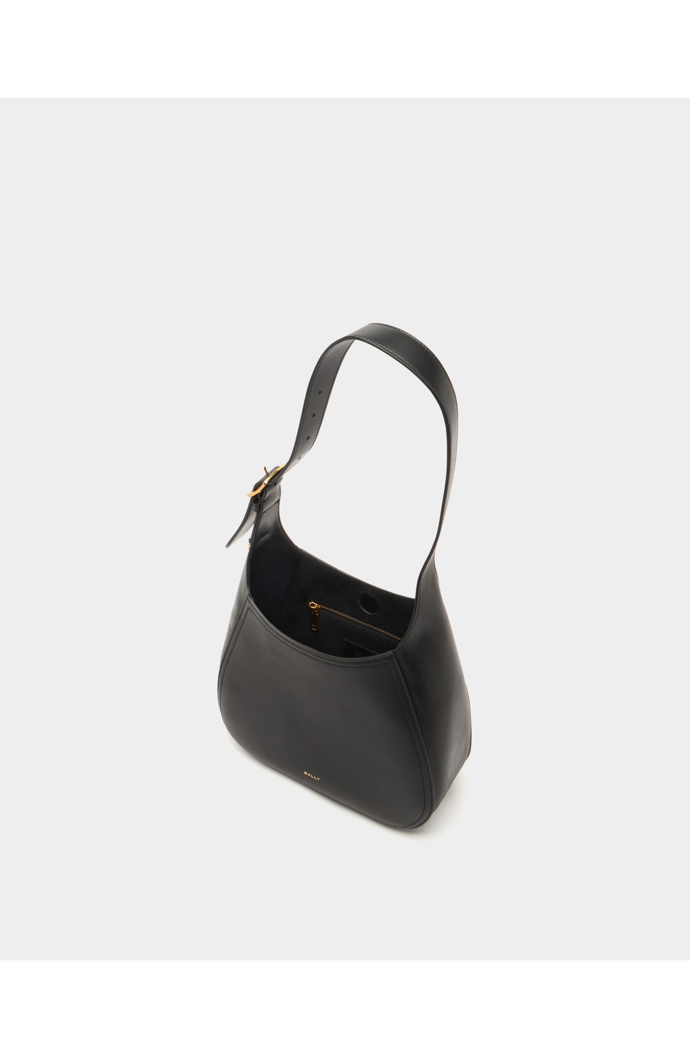 Bally Althea Small Hobo Bag in Leather, Alternate, color, Black