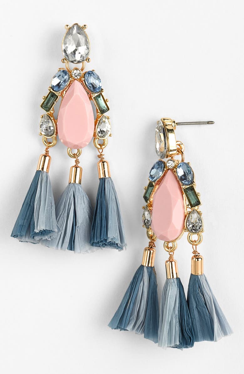 MISSING PIECE 'Raffia Tassel' Mixed Media Drop Earrings, Main, color, 