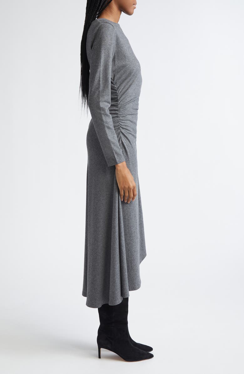 Veronica Beard Theodora Ruched Long Sleeve Midi Dress, Alternate, color, Medium Heather Grey
