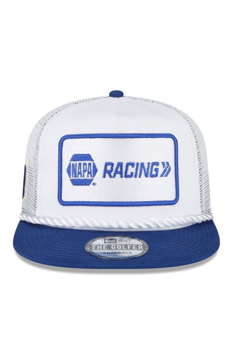 New Era Men's New Era White/Royal Chase Elliott NAPA Golfer Snapback Hat, Alternate, color, White