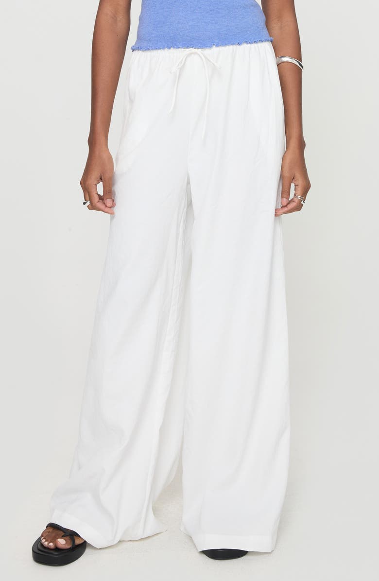 Princess Polly Barbieri Wide Leg Drawstring Pants, Main, color, White