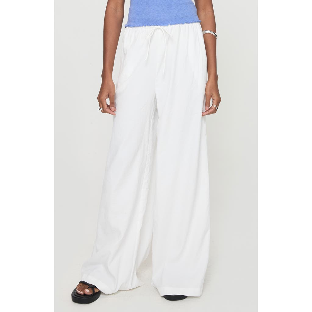 Princess Polly Barbieri Wide Leg Drawstring Pants In White